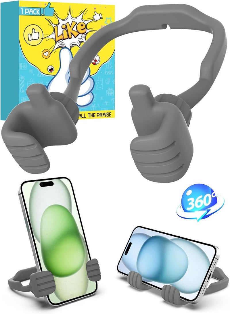 CALDEVER Stocking Stuffers for Teens Boys Girls Cell Phone Stand: Upgrade Adjustable Thumbs Up Lazy Phone Holder for Desk Fun Birthday Gifts for Grandma Adults Husband from Wife (Grey, 1) - Image 1